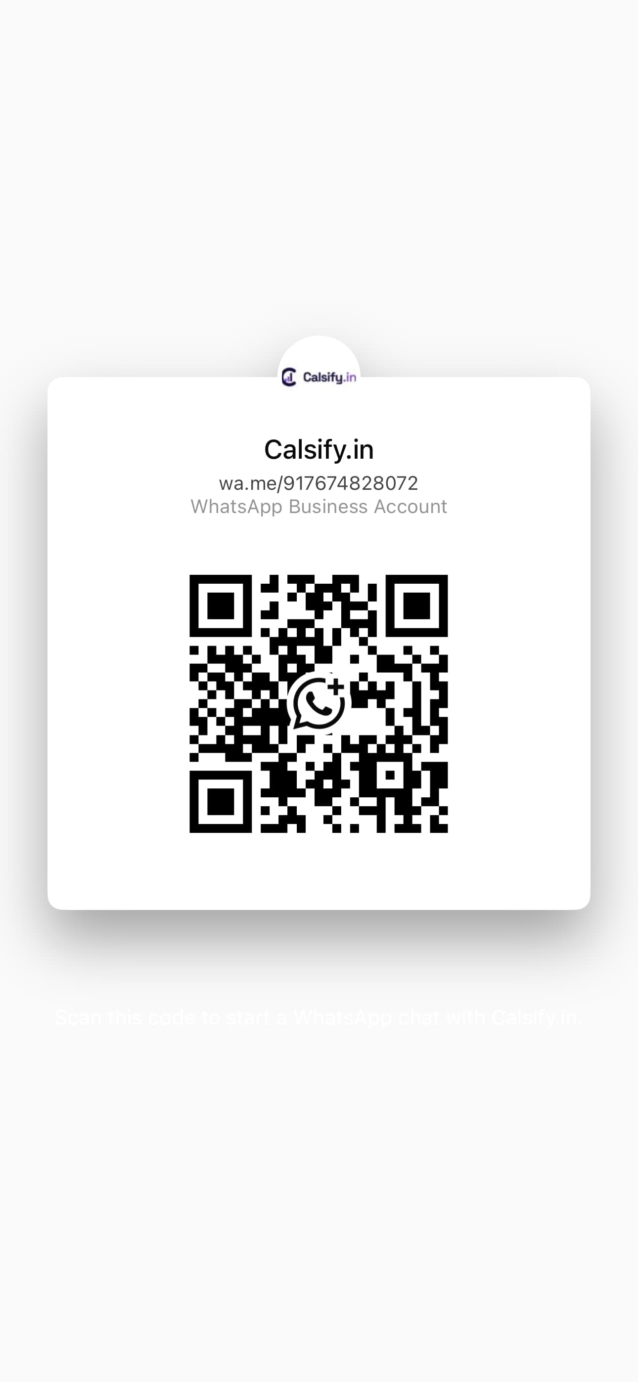 Scan to open WhatsApp chat with Calsify.in
